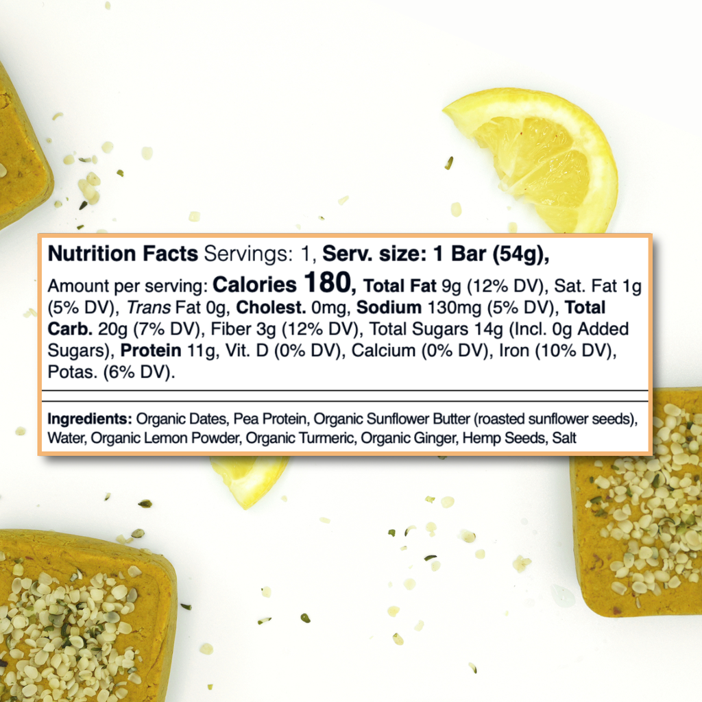 Lemon Turmeric Plant Based Protein Bar - 5 Pack